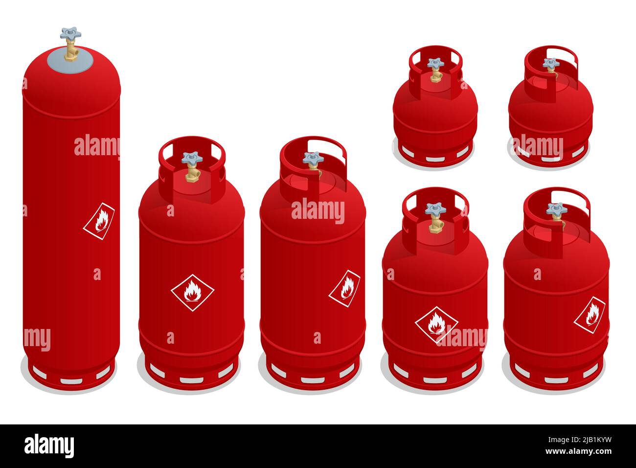 Ensemble isométrique de bouteilles de gaz de cuisson. Production, livraison  et remplissage au gaz naturel d'une bouteille ou d'un réservoir de gaz gpl  Image Vectorielle Stock - Alamy
