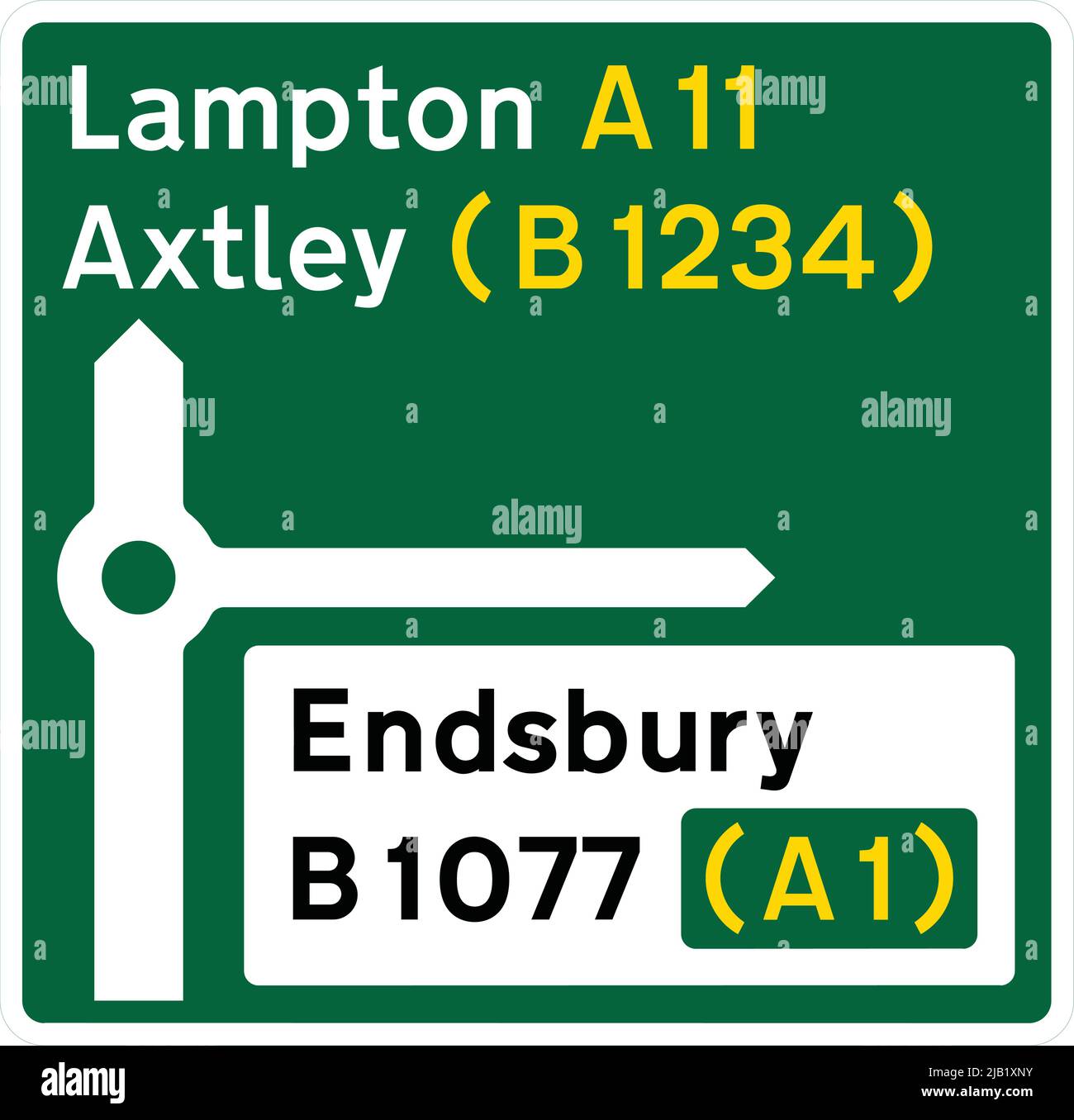 Carte-Type signes de direction avancée, signalisation routière au Royaume-Uni Illustration de Vecteur