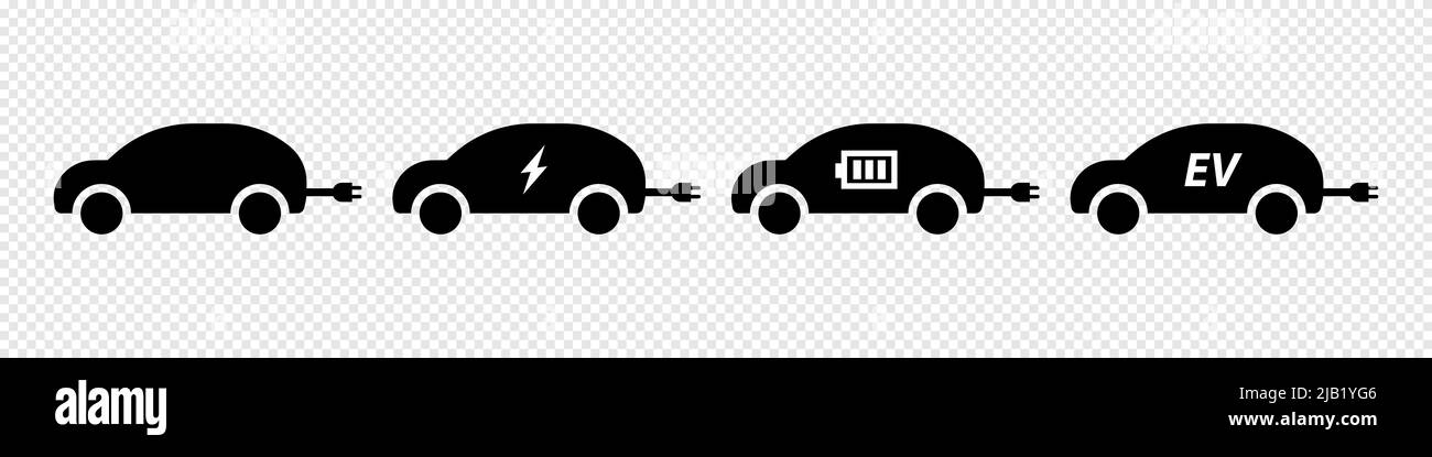 Ensemble de symboles d'icône de voiture électrique Illustration de Vecteur