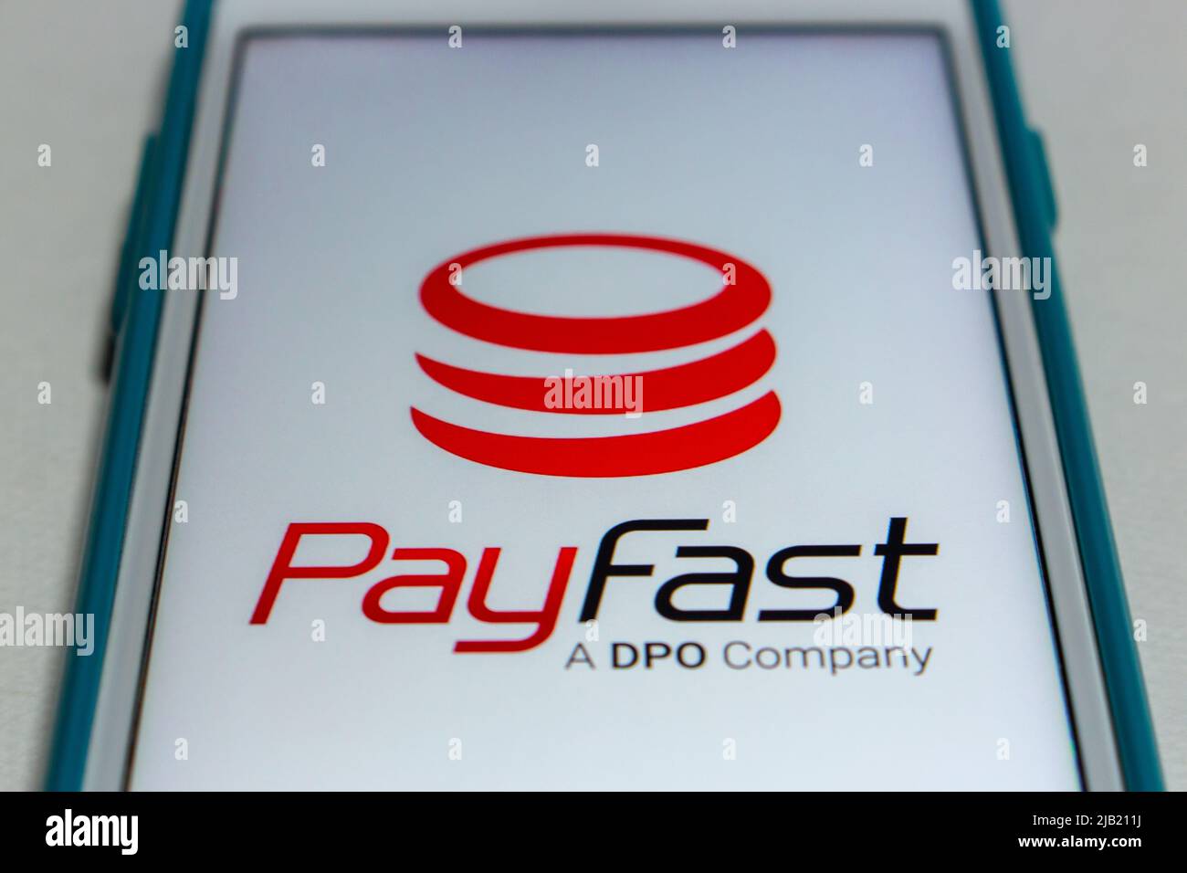 Logo PayFast, un service de paiement en ligne pour les commerçants sud-africains, sur iPhone. PayFast aide les commerçants à accepter des paiements en ligne sécurisés. Banque D'Images