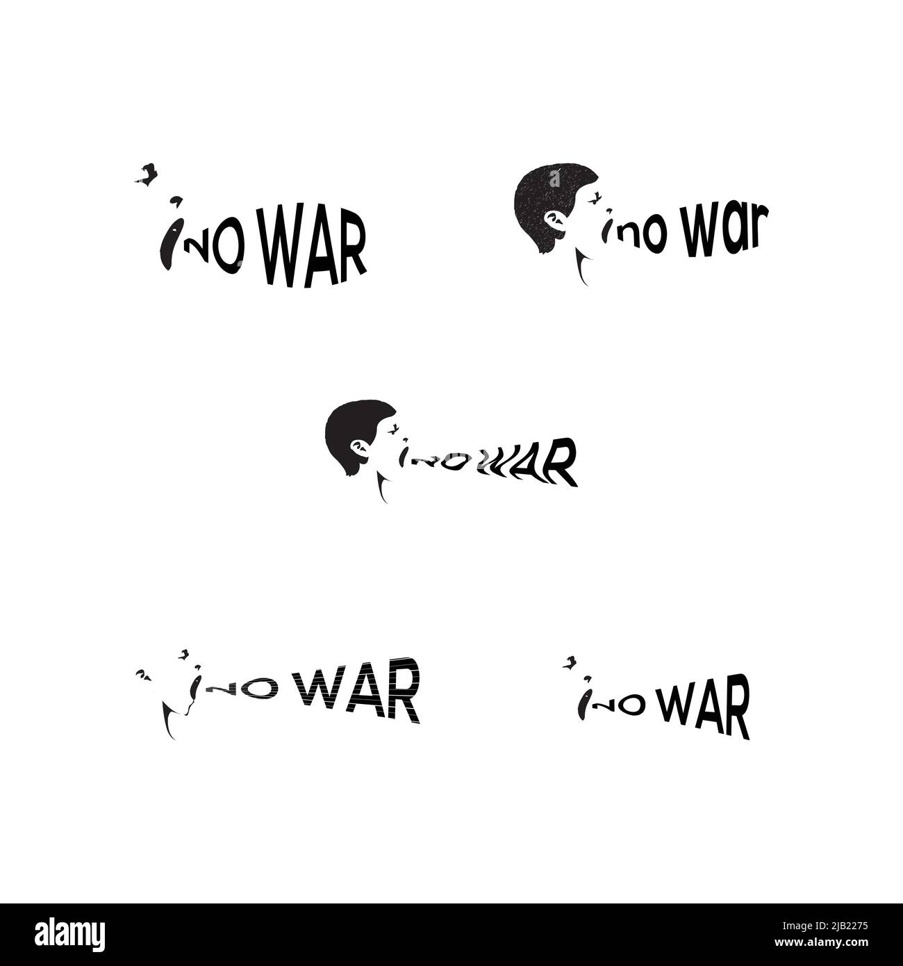 Pas d'icône de signe de guerre mondiale. Texte du tampon en caoutchouc STOP War grunge. Dites non à WAR design template Illustration de Vecteur
