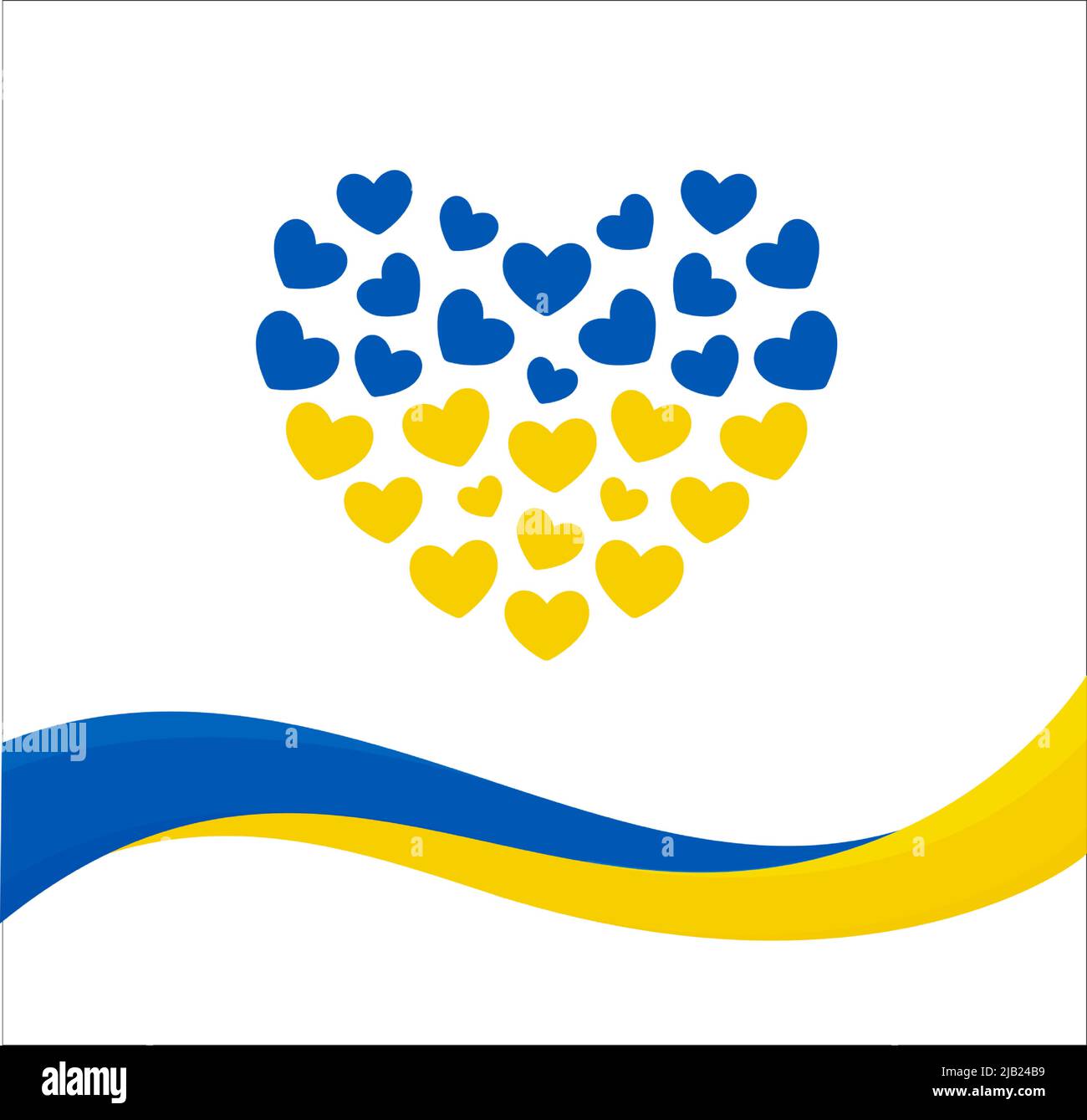 Symbole de soutien de l'Ukraine, drapeau et coeur UA, amour de l'ukraine, illustration vectorielle Illustration de Vecteur