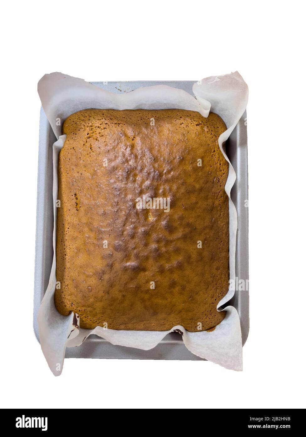 Gâteau aux fruits fraîchement cuit sur la plaque de cuisson sur fond blanc. Gâteau fait maison. Banque D'Images