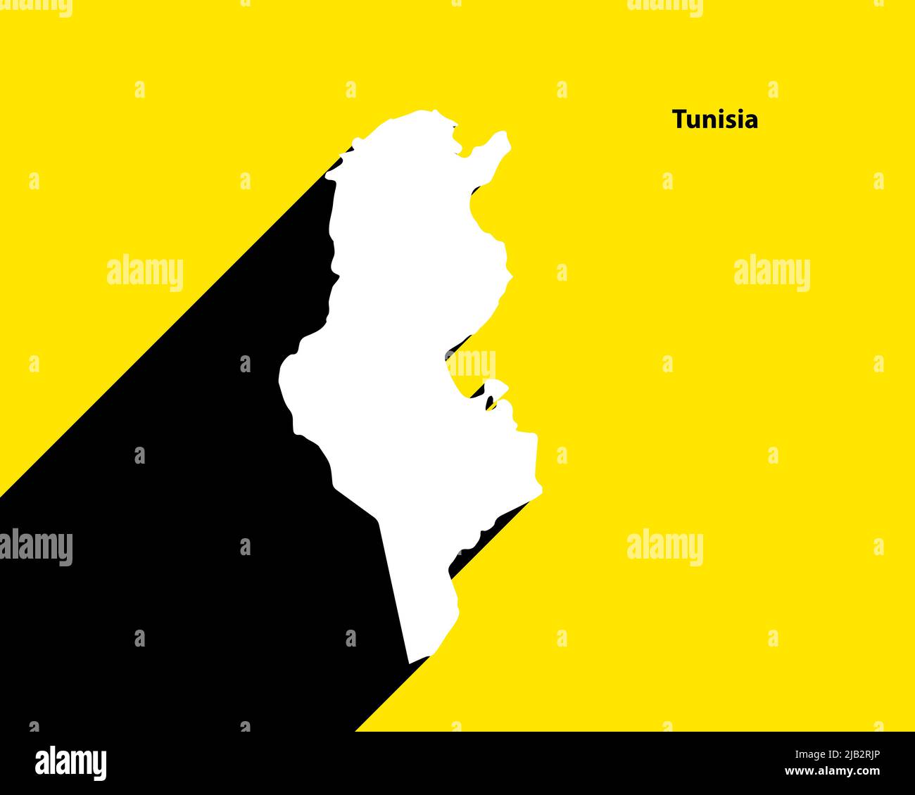 Tunisie carte sur affiche rétro avec ombre longue. Signe vintage facile à éditer, manipuler, redimensionner ou coloriser. Illustration de Vecteur