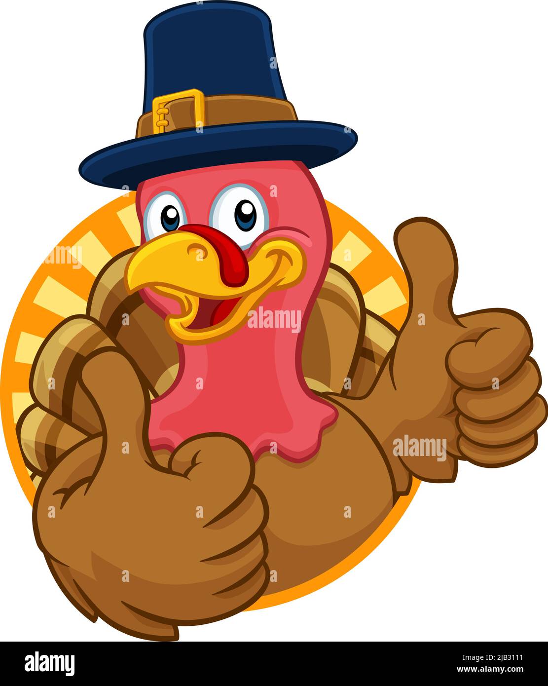 Thanksgiving Turquie Pilgrim Hat Personnage Illustration de Vecteur