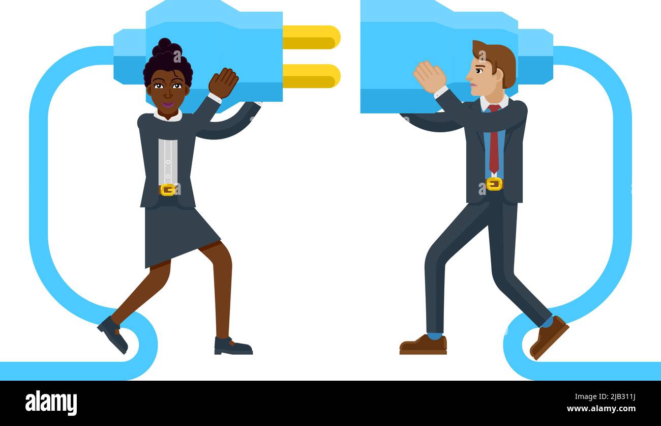 Concept de connexion de personnes enfichables électriques Illustration de Vecteur