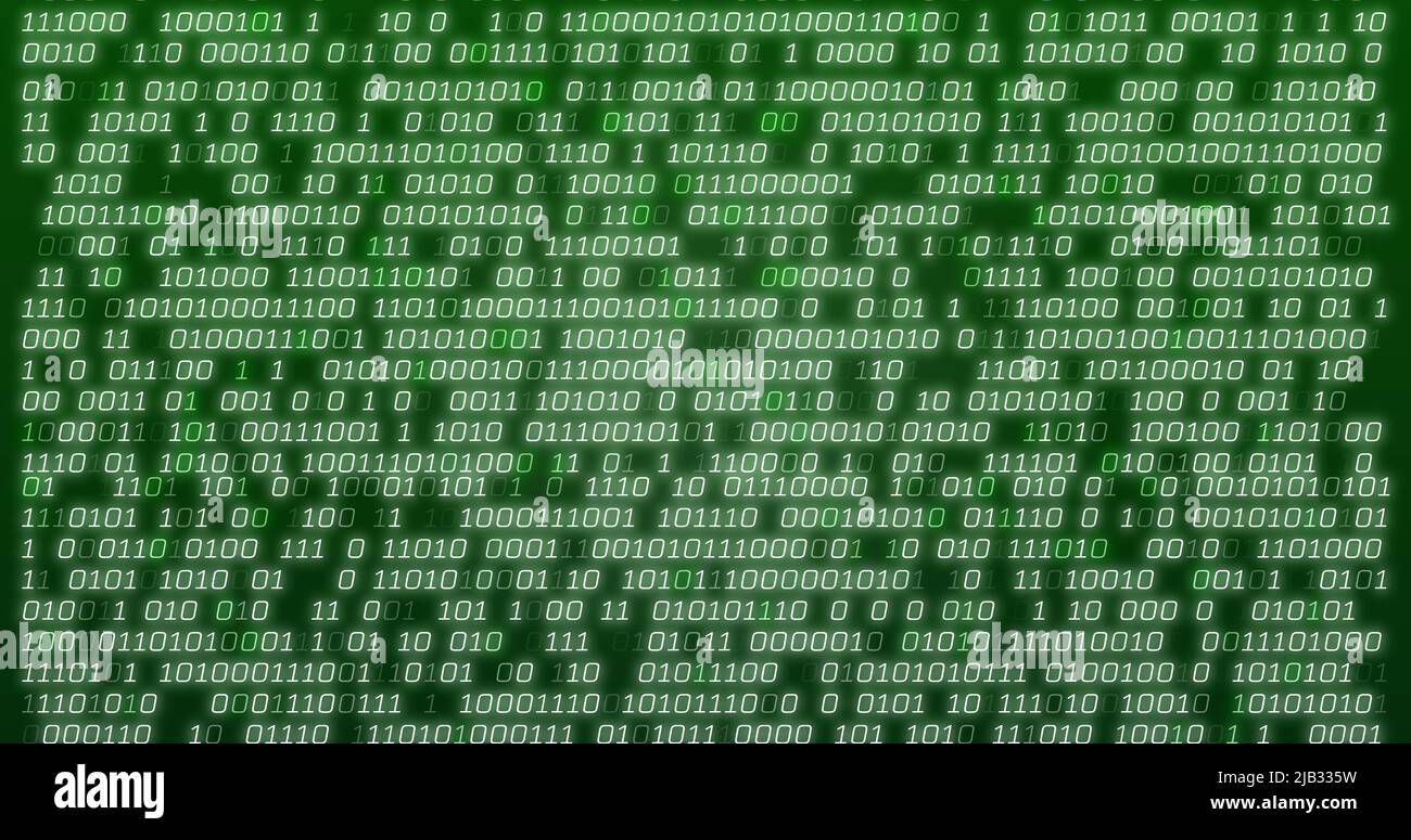 Image du traitement des données de codage binaire vert sur fond vert Banque D'Images