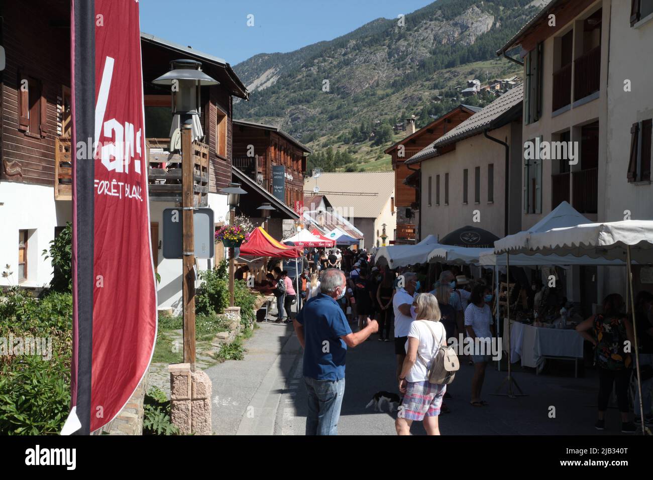 Fête du village de Vars Sainte-Marie un 15 août, Hautes-Alpes Banque D'Images