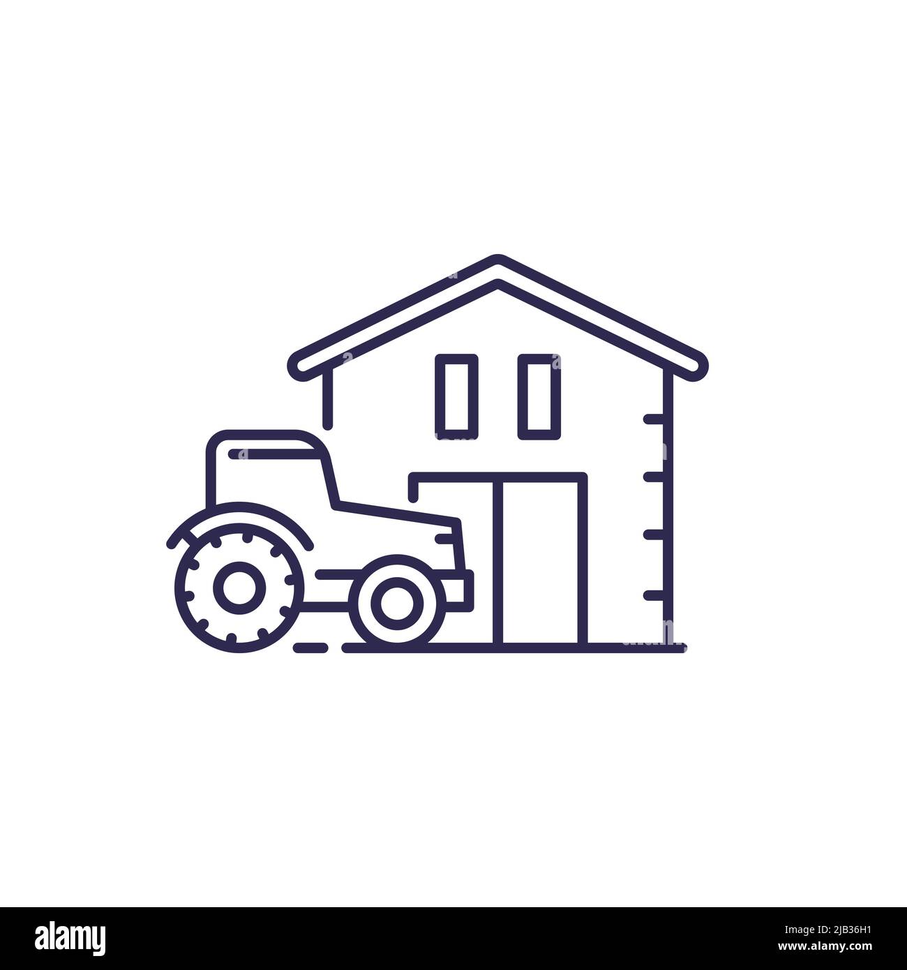 icône de tracteur et de ligne de grange Illustration de Vecteur