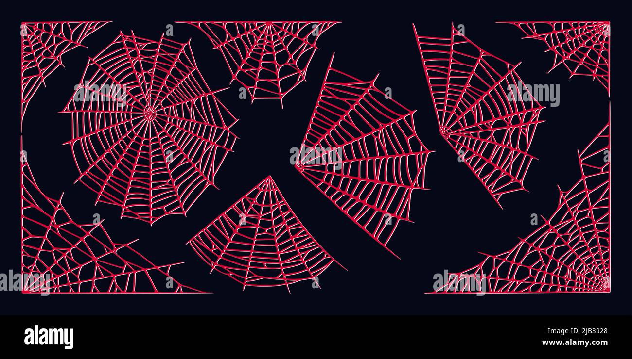 Toile d'araignée isolée sur fond sombre. Des toiles d'araignée rouges effrayantes pour Halloween. Illustration vectorielle Illustration de Vecteur