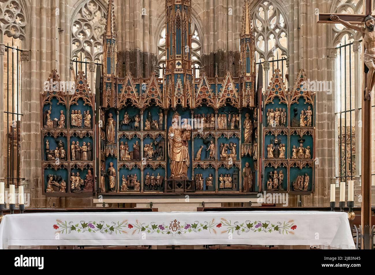 Intérieur gothique catalan de la basilique cathédrale de Santa María de Tortosa datant du 14th siècle, province de Tarragone, Catalogne, Espagne, Europe Banque D'Images