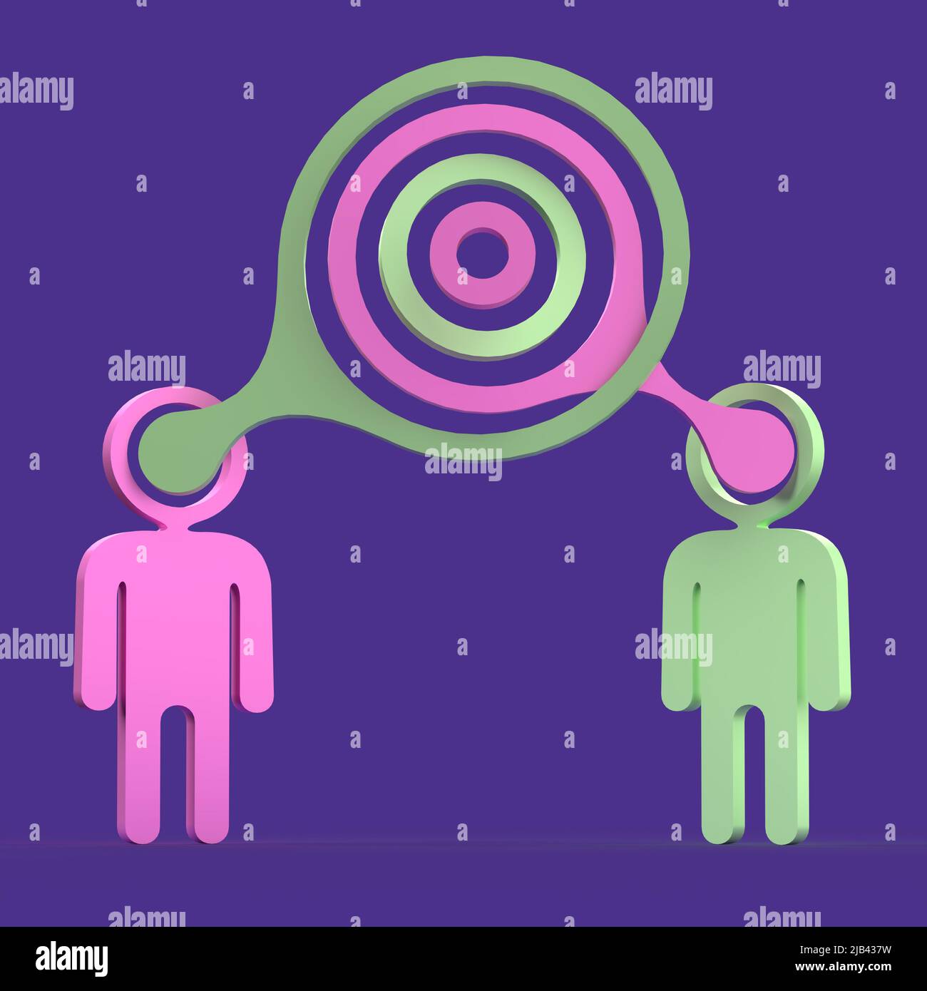 Échange de conversation entre deux personnes - illustration du dialogue en 3D Banque D'Images