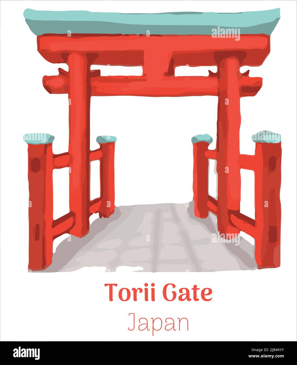 Illustration vectorielle de dessin main de la porte torii japon Image  Vectorielle Stock - Alamy