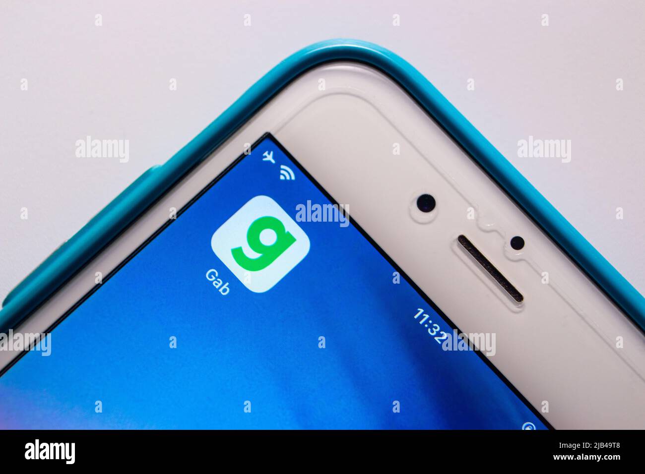 Kumamoto, JAPON - Jan 21 2021 : Gab app, un service de réseau social américain alt-TECH connu pour sa base d'utilisateurs d'extrême droite, sur iPhone Banque D'Images