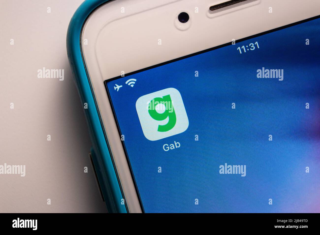 Kumamoto, JAPON - Jan 21 2021 : Gab app, un service de réseau social américain alt-TECH connu pour sa base d'utilisateurs d'extrême droite, sur iPhone Banque D'Images