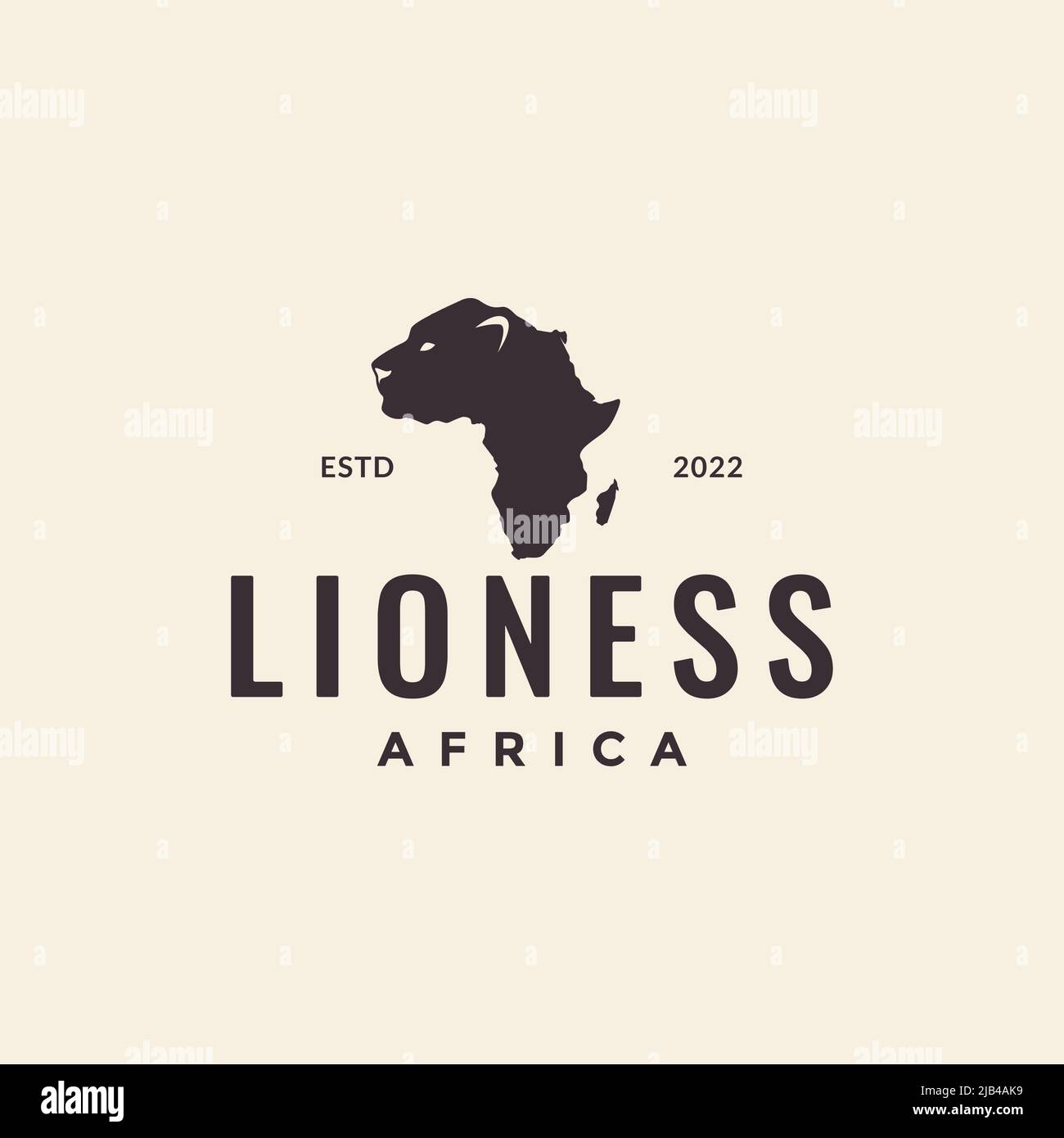 carte afrique avec lioness logo design vecteur graphique symbole icône illustration idée créative Illustration de Vecteur