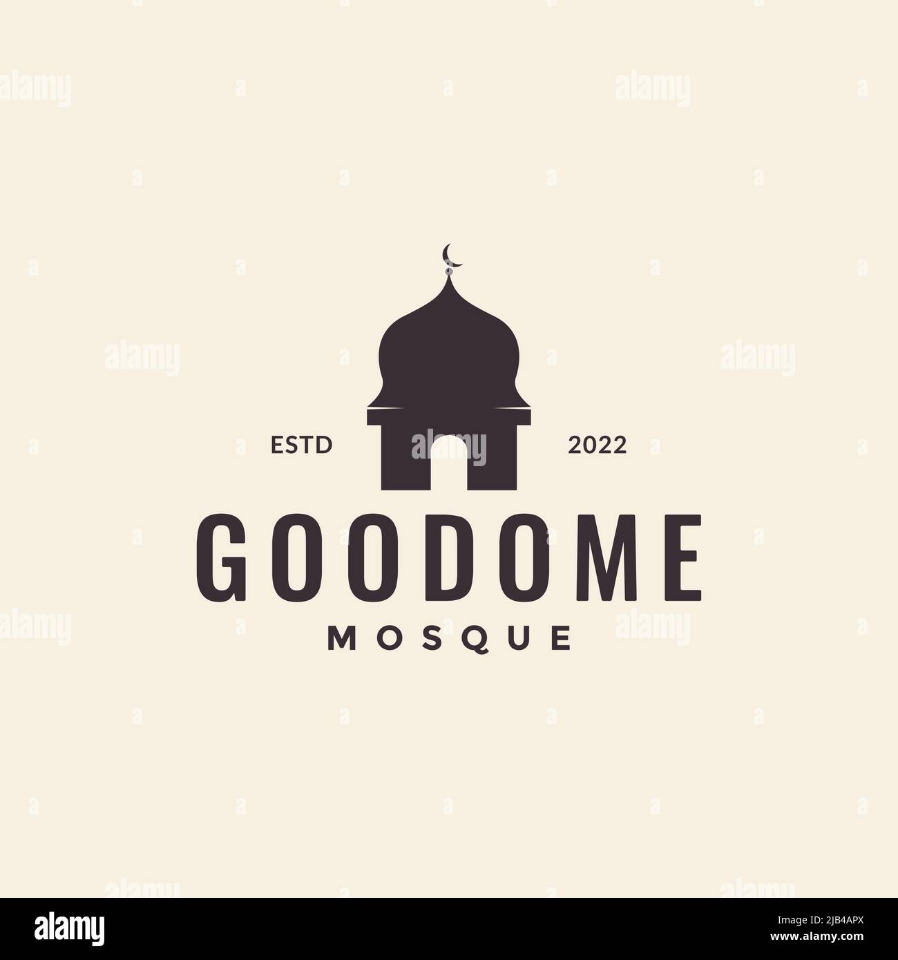 hipster mini dôme mosquée logo design vecteur graphique symbole icône illustration idée créative Illustration de Vecteur