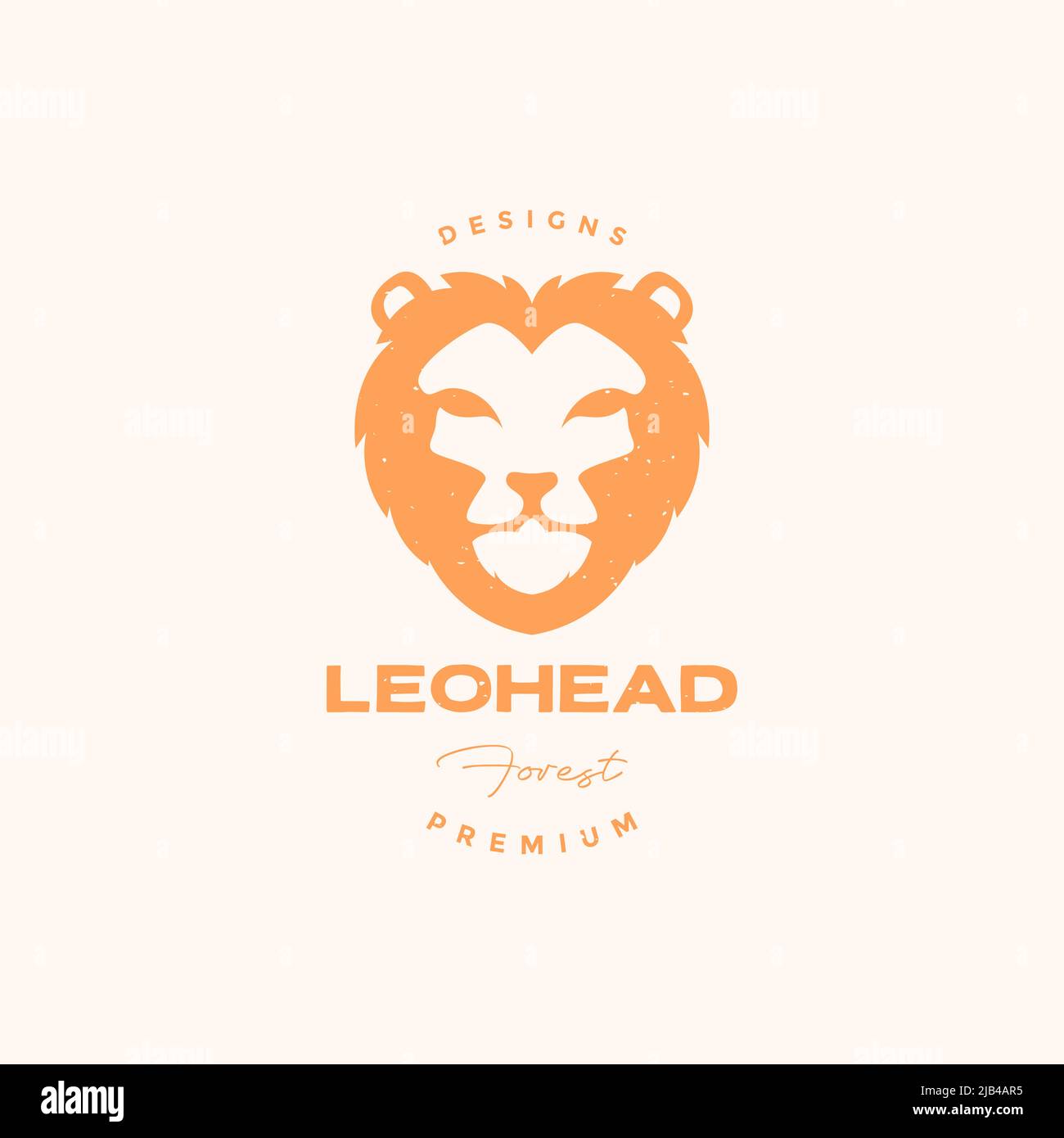 orange tête lion logo minimal design vecteur graphique symbole icône illustration idée créative Illustration de Vecteur