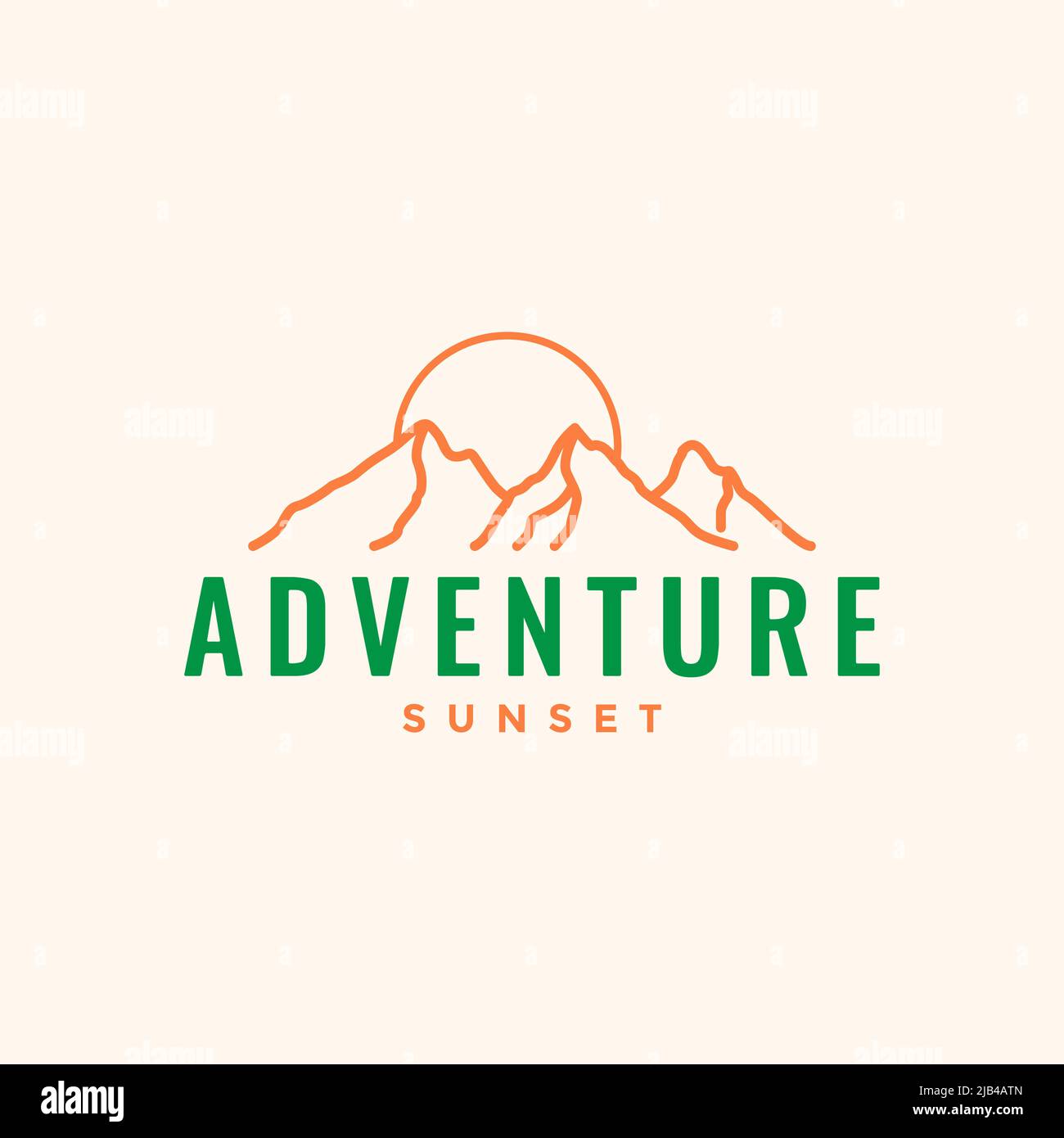 collines ou montagnes ligne avec simple coucher de soleil logo design vecteur symbole graphique icône illustration idée créative Illustration de Vecteur