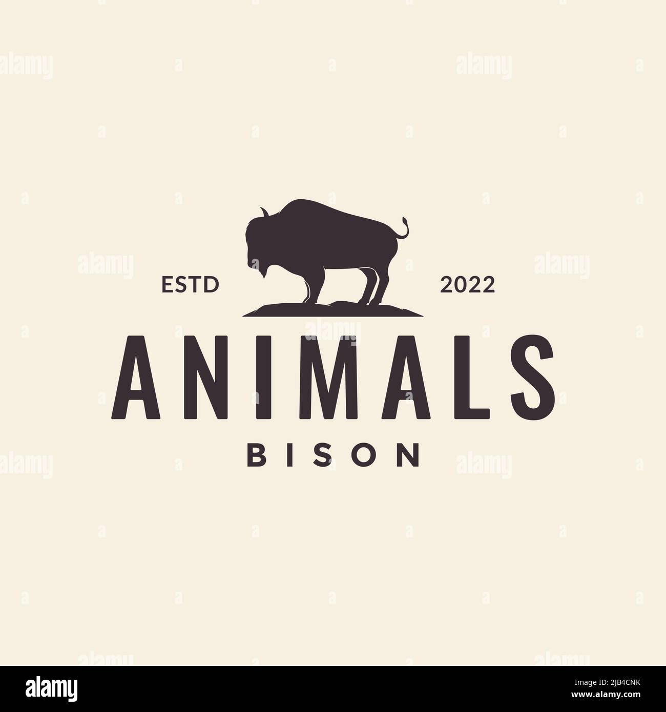 bison isolé bétail hipster logo design vecteur graphique symbole icône illustration idée créative Illustration de Vecteur