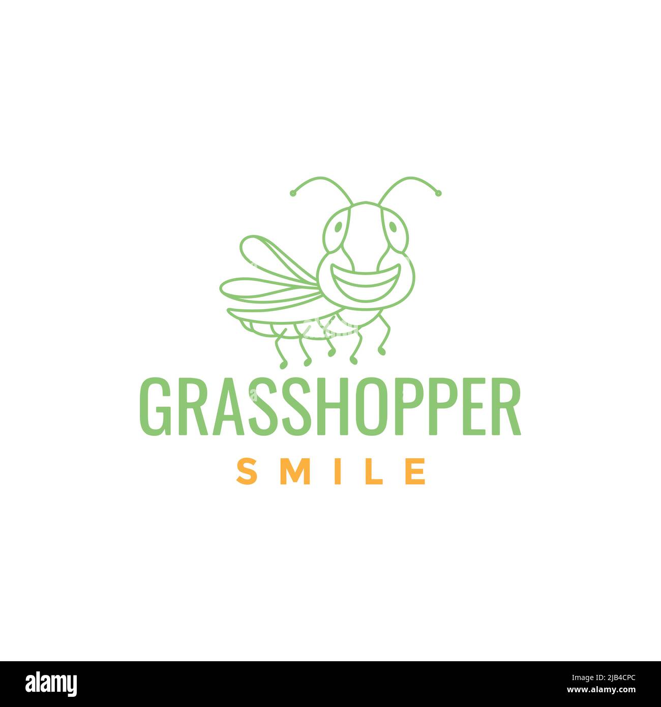 ligne sauterelle vert sourire dessin animé mignon logo design vecteur symbole graphique icône illustration idée créative Illustration de Vecteur