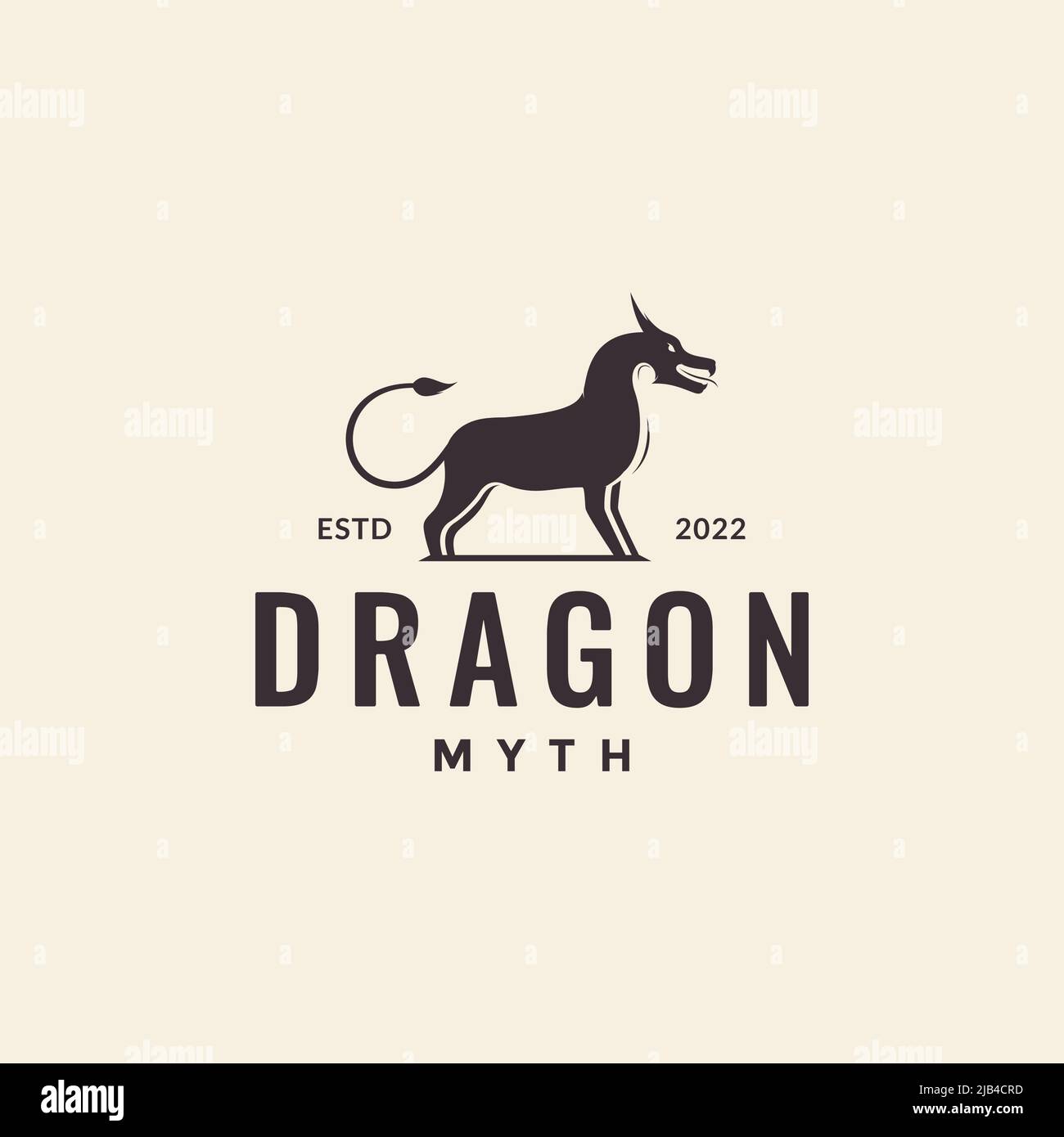 cheval avec tête de dragon mythe logo design vecteur graphique symbole icône illustration idée créative Illustration de Vecteur