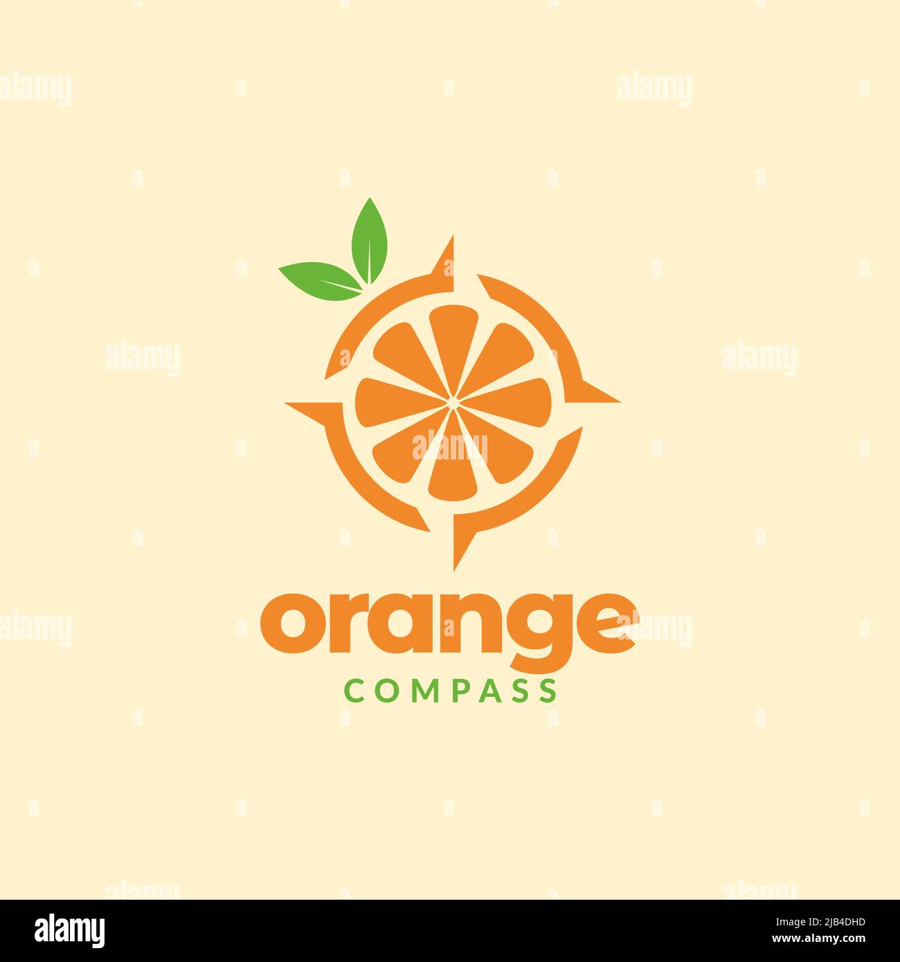 boussole avec logo orange fruit design vecteur graphique symbole icône illustration idée créative Illustration de Vecteur