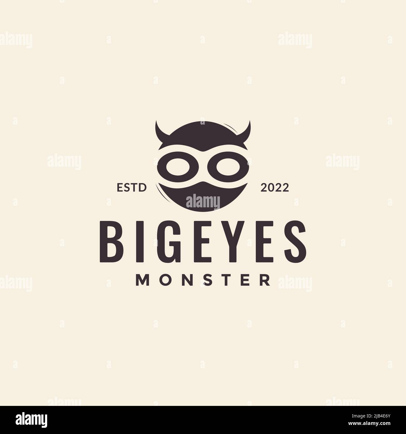 mini tête monstre avec grand oeil logo design vecteur graphique symbole icône illustration idée créative Illustration de Vecteur
