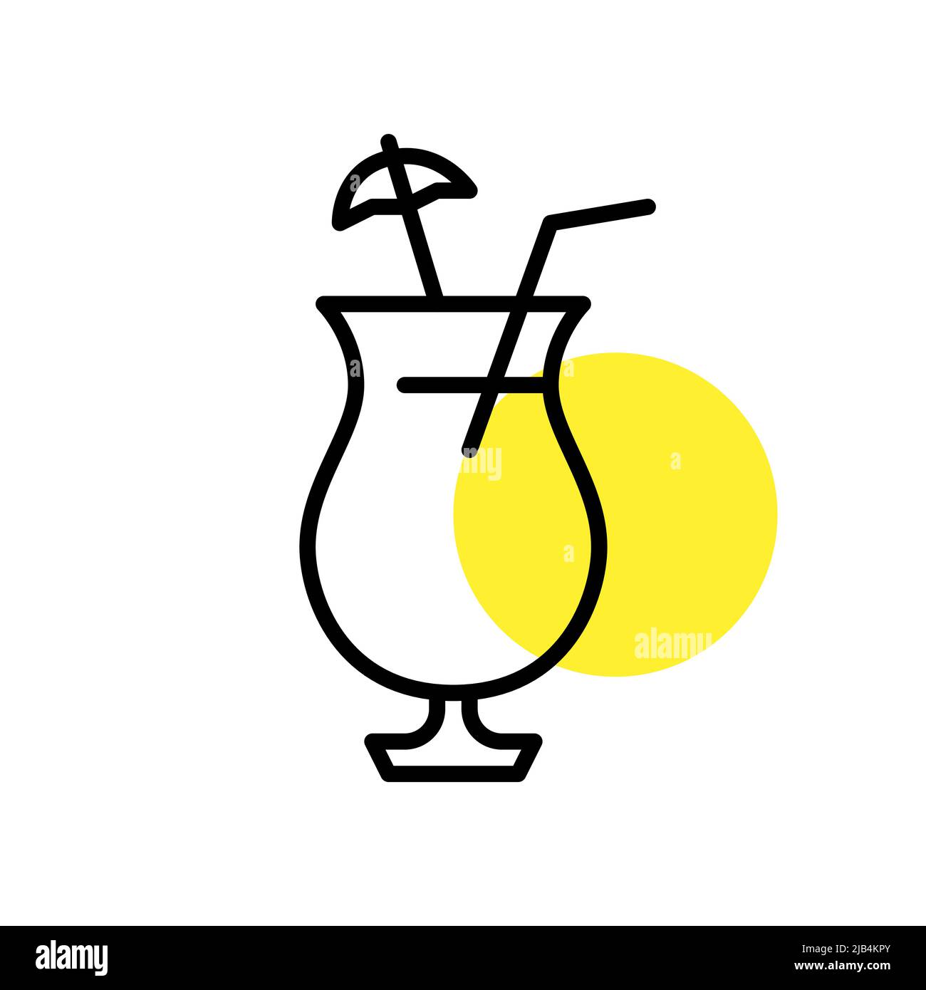 Cocktail de plage avec parasol. Icône de dessin au trait de trait, pixel Perfect, modifiable Illustration de Vecteur
