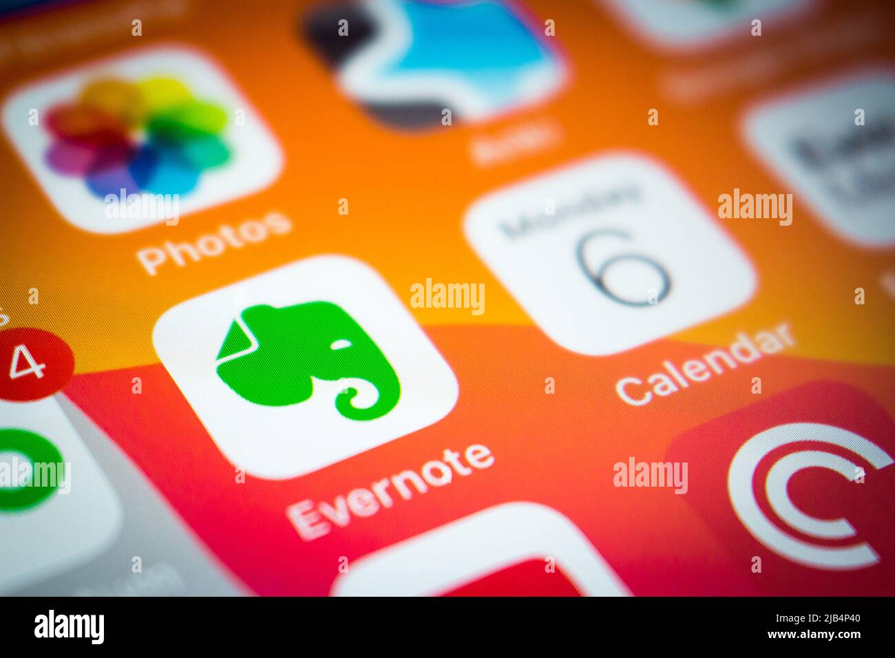 Kumamoto, Japon - avril 5 2020 : application d'Evernote sur iPhone. Evernote est conçu pour la prise de notes, l'organisation, la gestion des tâches et l'archivage. Banque D'Images