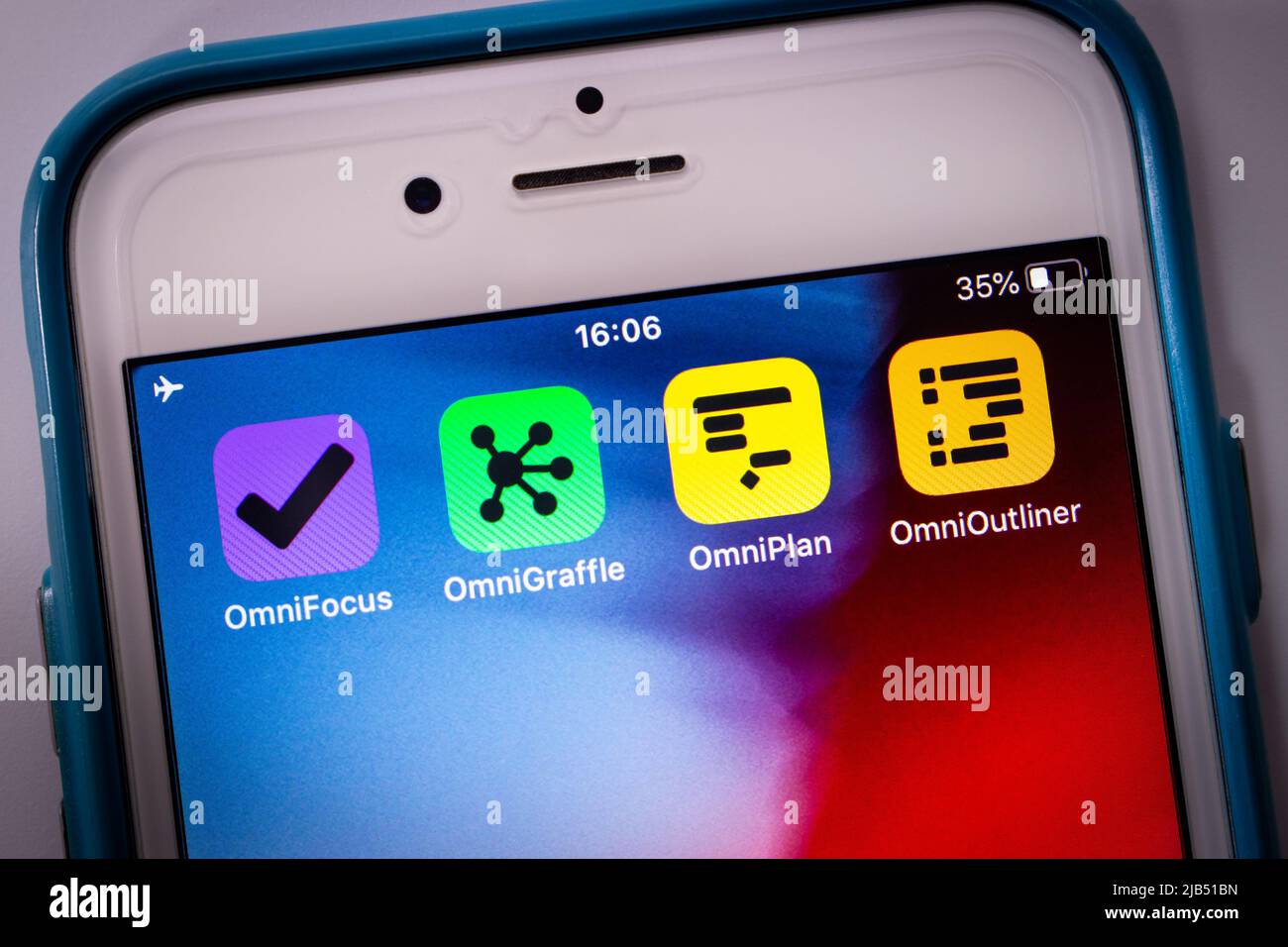 Apps de l'Omni Group (Omnifocus, OmniGraffle, OmniPlan et OmniOutliner), une société américaine qui développe des logiciels pour les plates-formes Mac et iOS, sur iPhone Banque D'Images