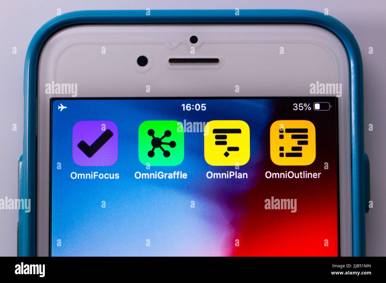 Apps de l'Omni Group (Omnifocus, OmniGraffle, OmniPlan et OmniOutliner), une société américaine qui développe des logiciels pour les plates-formes Mac et iOS, sur iPhone Banque D'Images