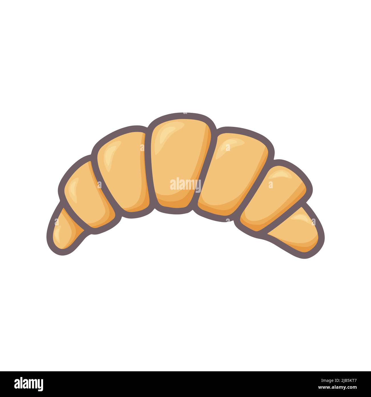 Illustration vectorielle isolée de croissant frais. L'image de Doodle pour la boulangerie et la pâtisserie. Pâtisserie traditionnelle française à la farine. Délicieux dessert sucré pour br Illustration de Vecteur