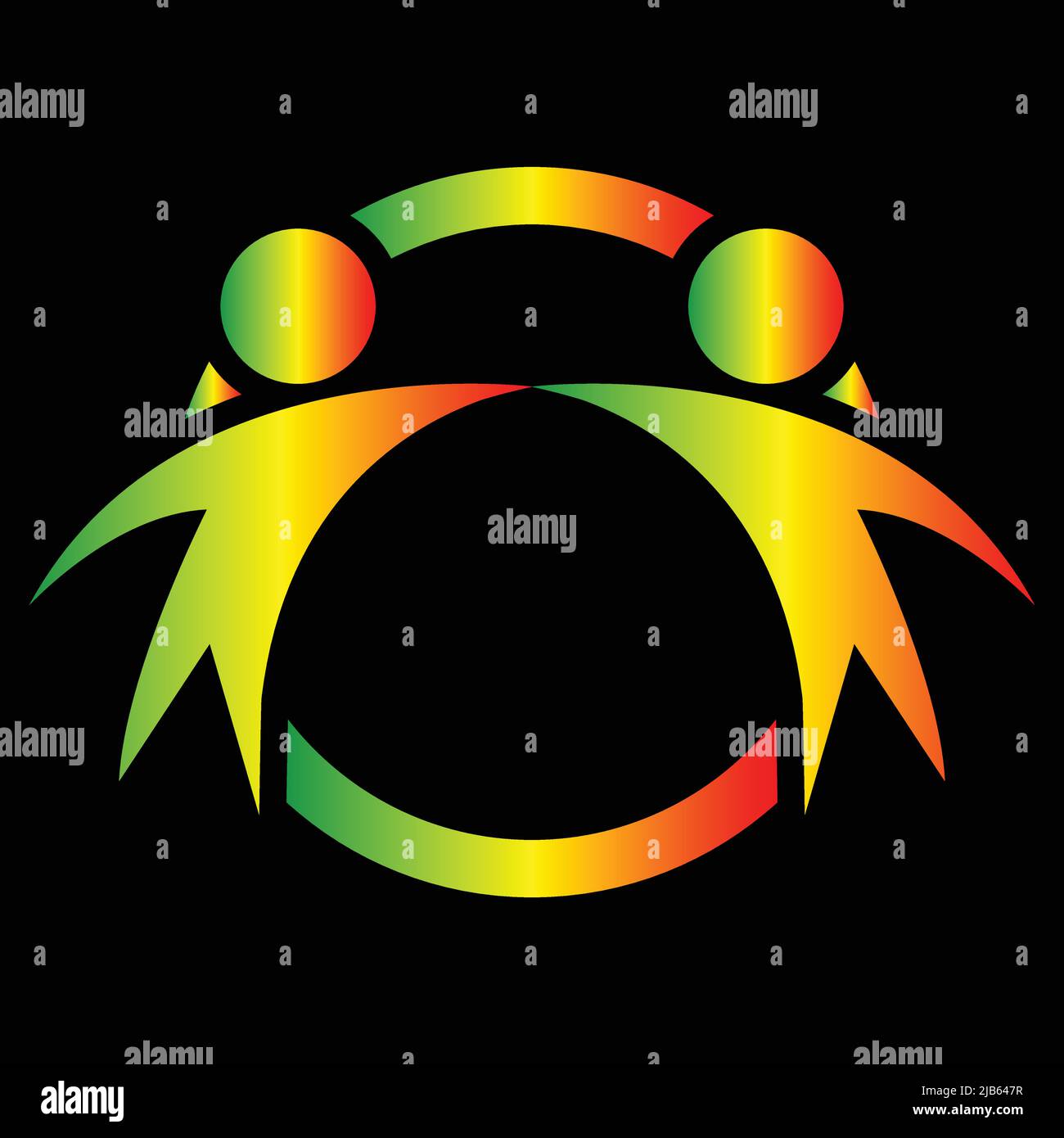 Graphique vectoriel deux personnes heureuses dans un rond coloré logo.icône travail d'équipe, illustration vectorielle Illustration de Vecteur