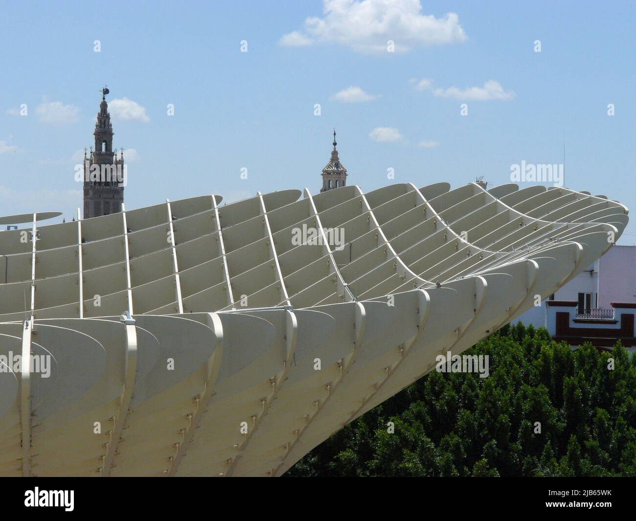 Séville (Espagne). Détail architectural du parasol Metropol également connu sous le nom de champignons de Séville. Banque D'Images
