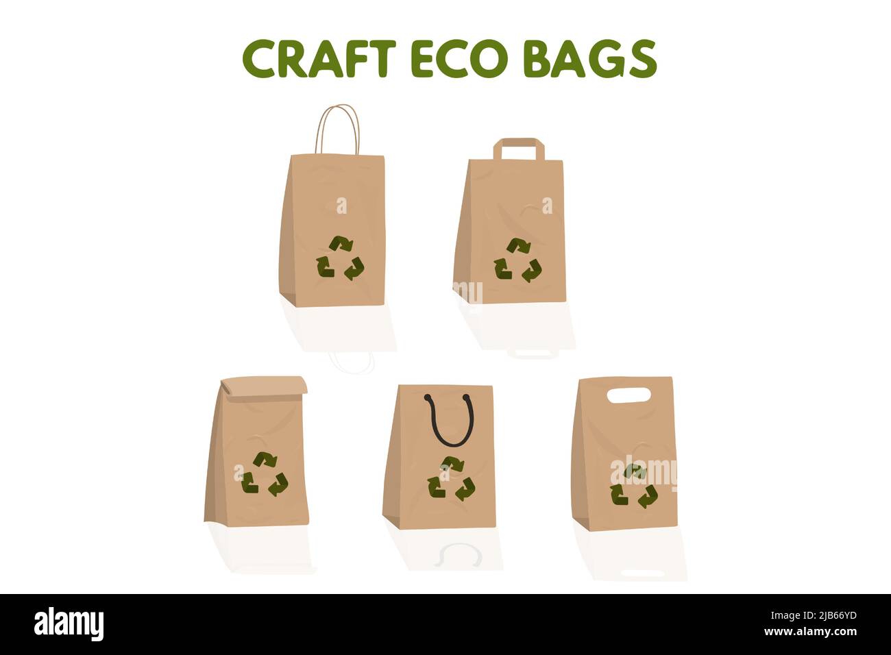 Jeu de packages de recyclage d'illustrations vectorielles. Sacs d'artisanat Illustration de Vecteur