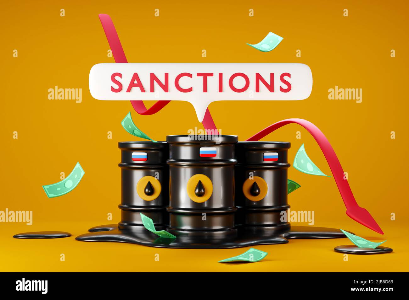 Contexte du concept d'embargo russe sur le pétrole brut Banque D'Images