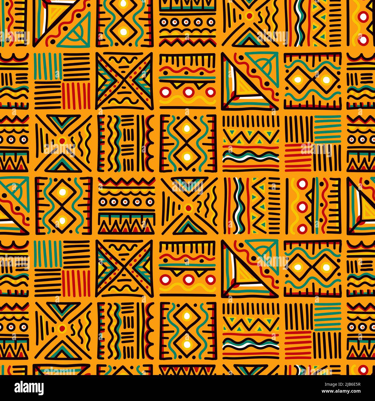 Dessiné à la main résumé sans couture motif, origine ethnique, style africain - idéal pour les textiles, bannières, fonds d'écran, l'emballage - conception vectorielle Illustration de Vecteur