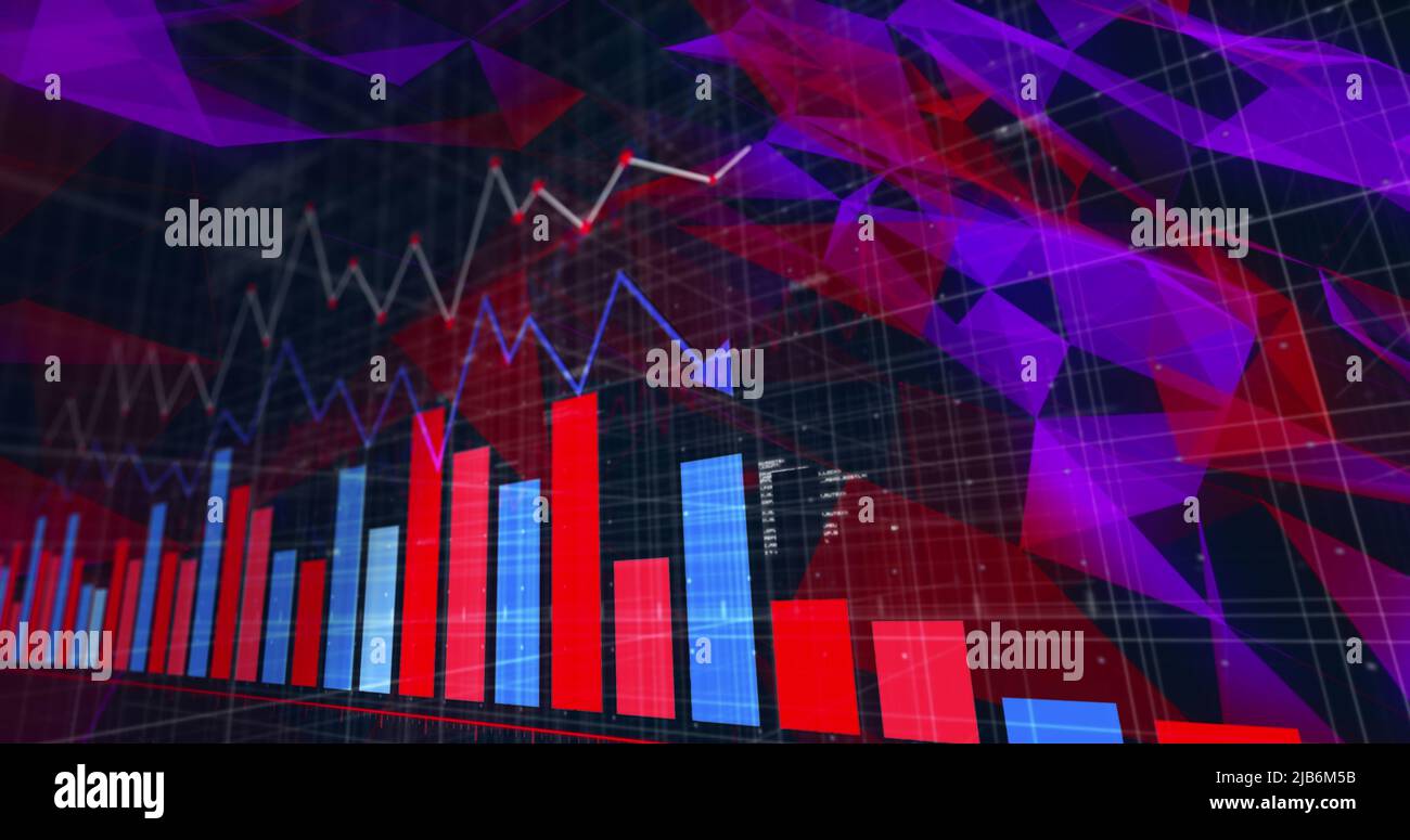 Image du traitement des données et des formes finanviales sur fond noir Banque D'Images