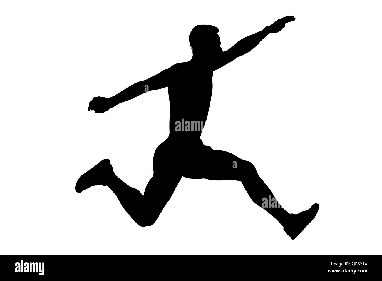 triple saut homme athlète silhouette noire Banque D'Images