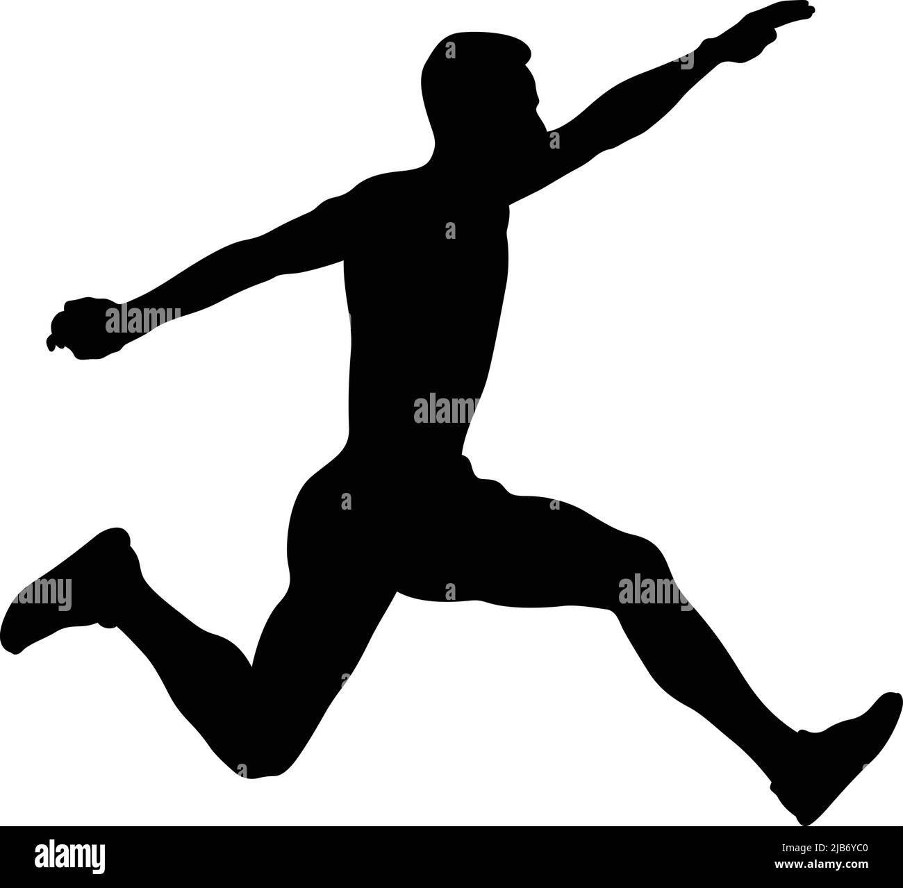 triple saut homme athlète silhouette noire Illustration de Vecteur