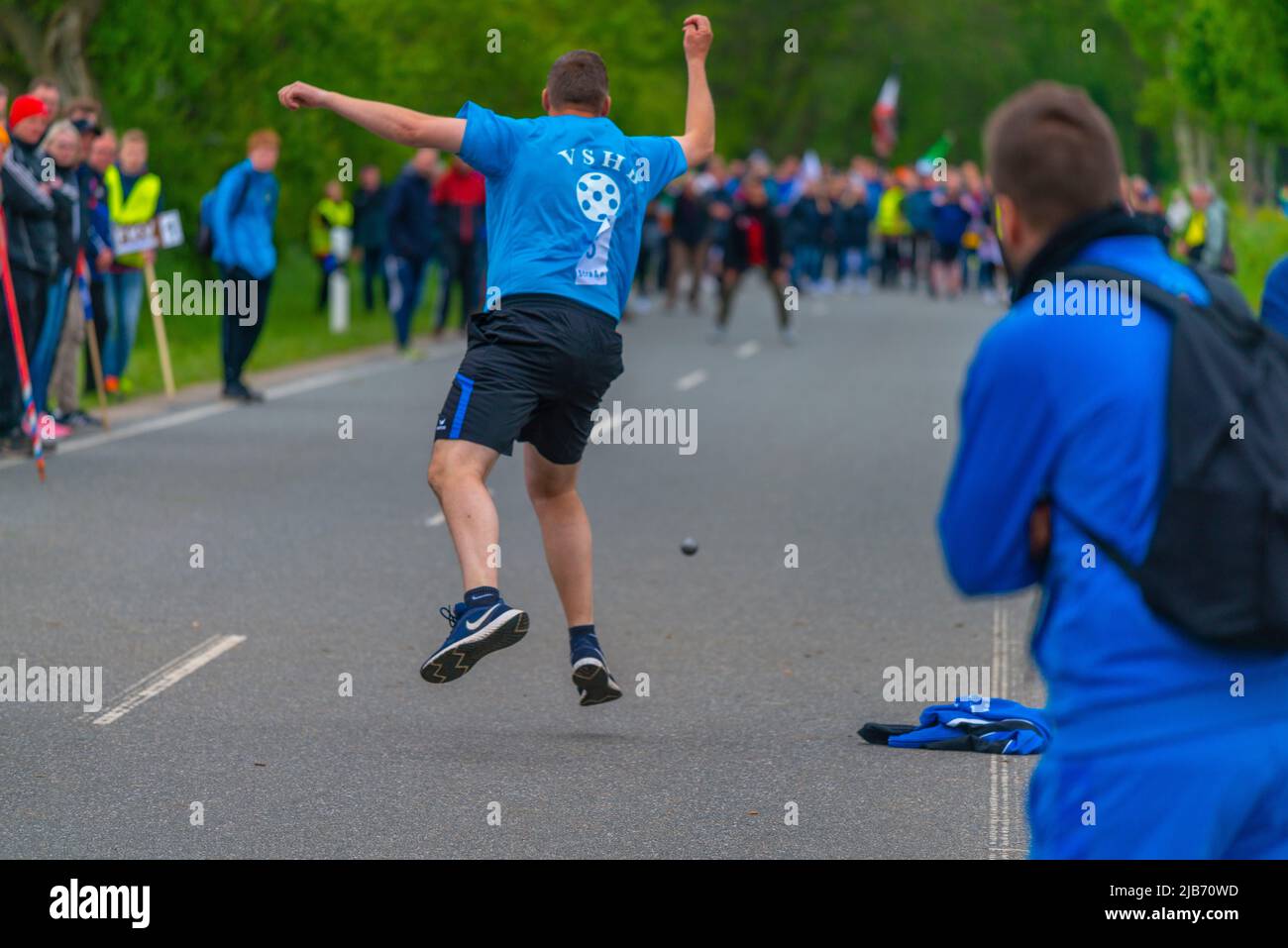 Championnat d'Europe 2022 Boßeln ou tir de balle à Süderhastedt Dithmarschen, Schleswig-Holstein, Allemagne du Nord Banque D'Images