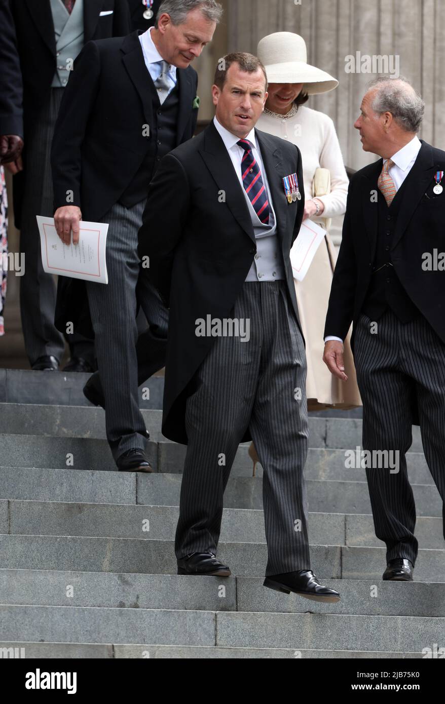 Londres, Royaume-Uni. 03rd juin 2022. Peter Phillips après avoir assisté au service de Thanksgiving à la cathédrale Saint-Paul pour célébrer le Jubilé de platine de la reine Elizabeth II La plupart des membres âgés de la famille royale sont présents, mais malheureusement la reine Elizabeth II n'est pas en mesure d'y assister et le prince Andrew s'est retiré en raison de tests positifs pour le coronavirus. Crédit : Paul Marriott/Alay Live News Banque D'Images