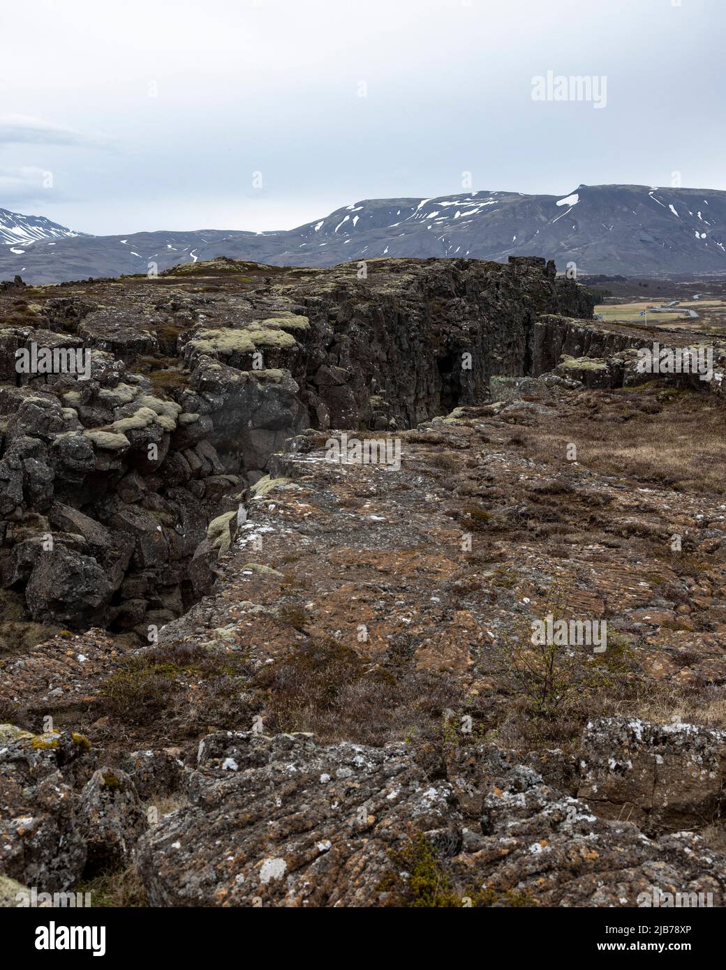 Gorge d'Almannagja entre les plaques tectoniques nord-américaines et européennes Banque D'Images