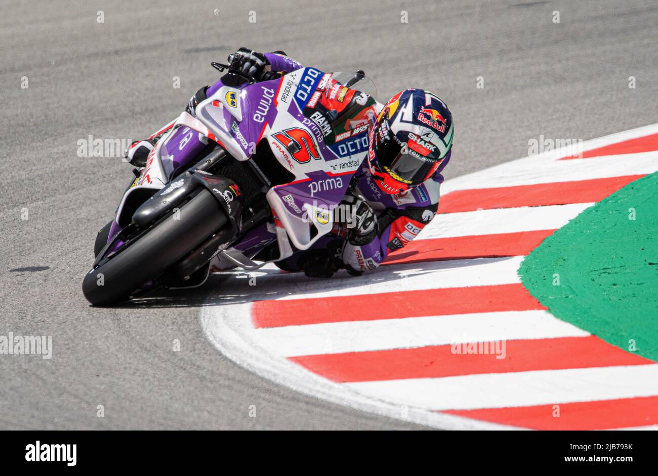 BARCELONE, ESPAGNE - JUIN 03 GP ÉNERGIE DE LA PRATIQUE LIBRE DE CATALOGNE Johann Zarco (5) pilote français de Pramac Racing Ducati pendant le MotoGP de Catalunya PRATIQUE LIBRE au circuit de Barcelone-Catalunya sur 03 juin 2022 à Barcelone, Espagne. Banque D'Images