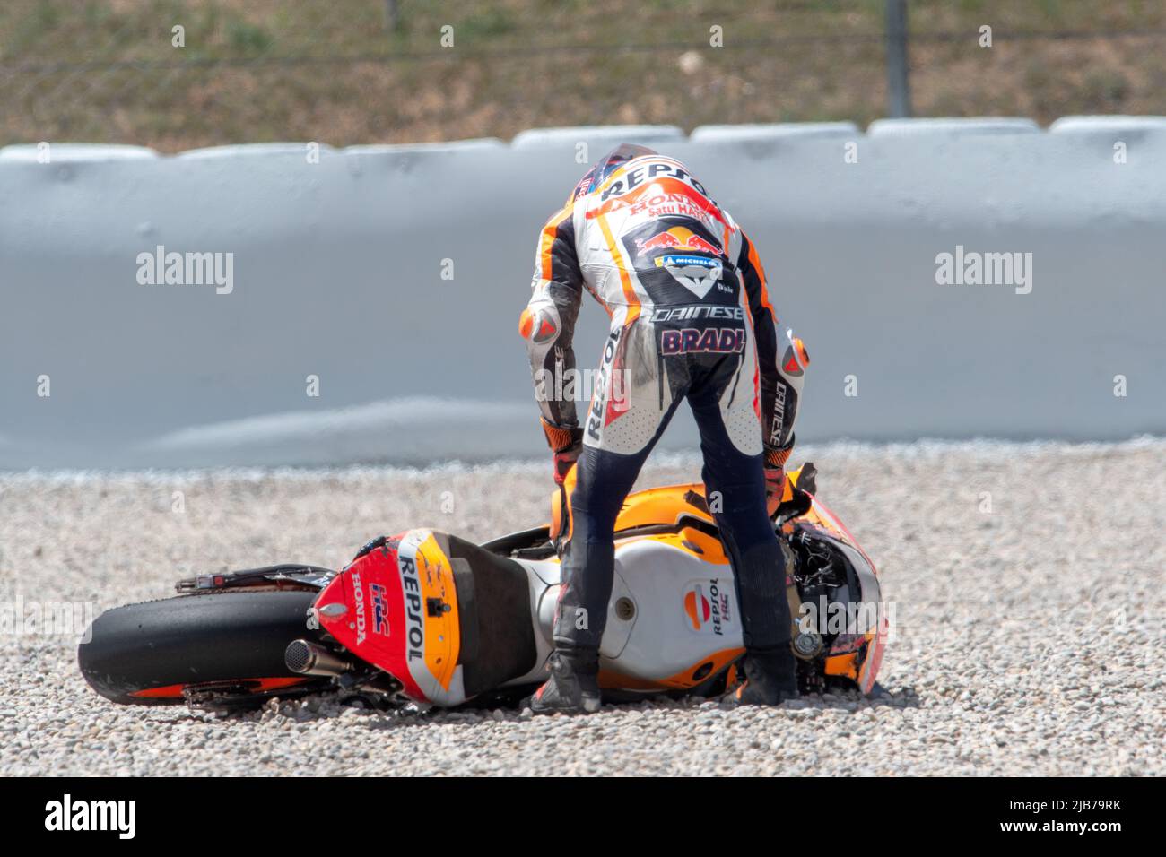 BARCELONE, ESPAGNE - JUIN 03 GP ÉNERGIE DE LA CATALOGNE-LIBRE PRATIQUE pilote allemand Bradl de Repsol Honda Team pendant la MotoGP de Catalunya LIBRE PRATIQUE au circuit de Barcelone-Catalunya sur 03 juin 2022 à Barcelone, Espagne. Banque D'Images