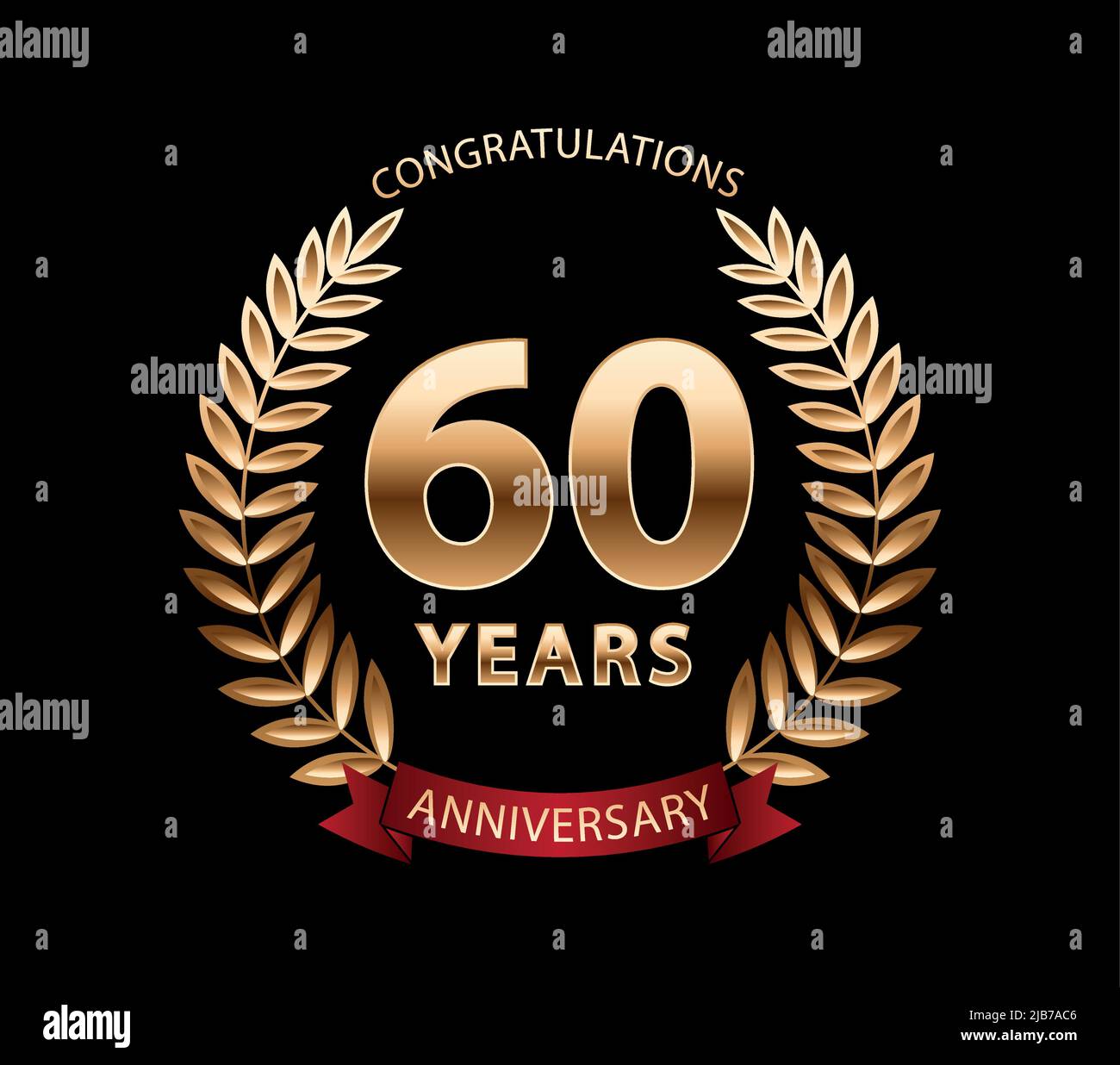couronne de laurier dorée de 60 ans. Logo anniversaire. Illustration vectorielle modifiable Illustration de Vecteur