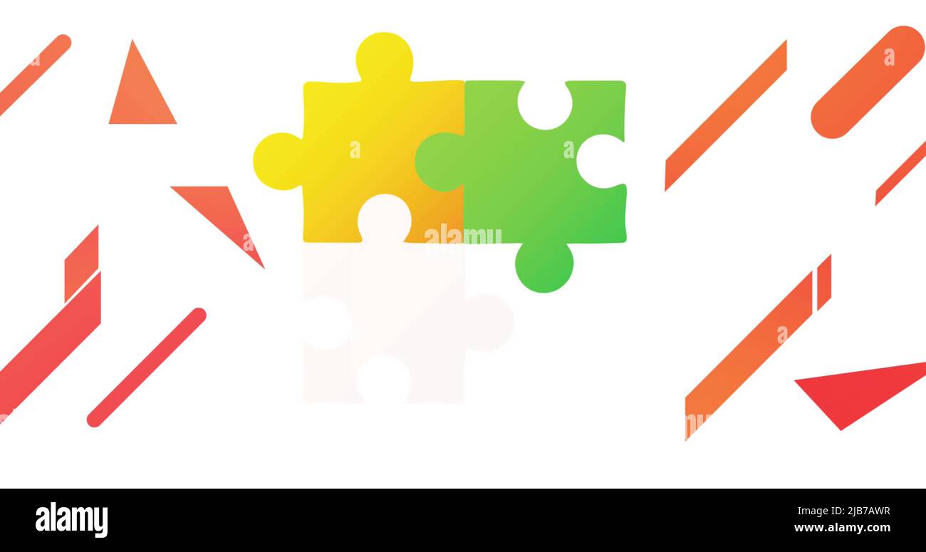 Image des pièces de puzzle couleur de l'autisme formant carré sur fond blanc Banque D'Images