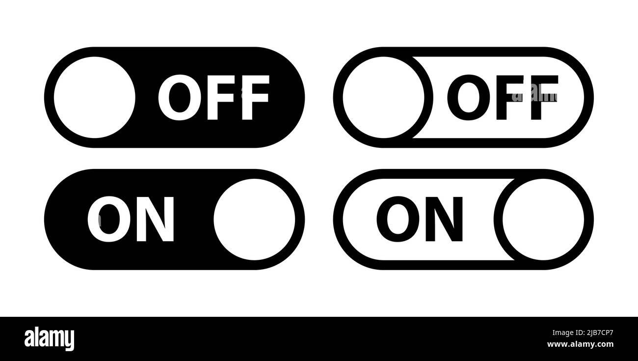 Boutons de commutation Marche/Arrêt, interface utilisateur, icône de vecteur Illustration. Illustration de Vecteur
