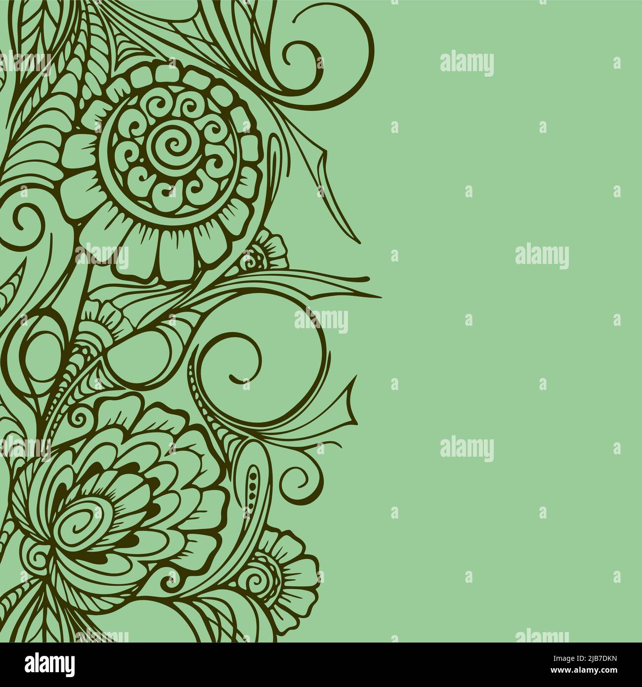 bordure fleurie sans couture sur fond vert clair, motif floral répété élément de design, texture, motif Illustration de Vecteur